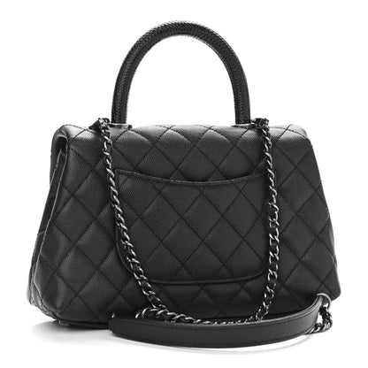 Chanel Caviar Lizard Embossed Quilted Mini Coco Handle Flap Black 3 of 12