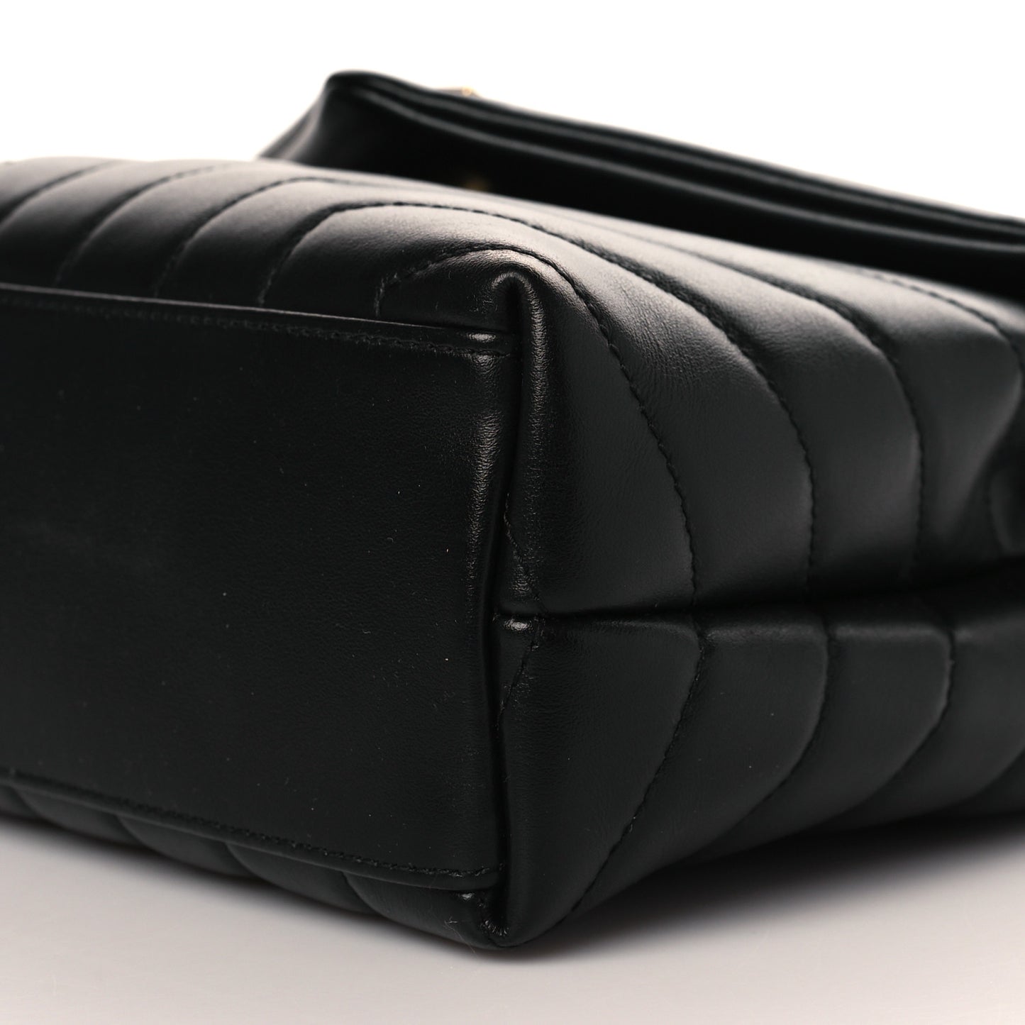 Calfskin Y Quilted Monogram Small Loulou Chain Satchel Black