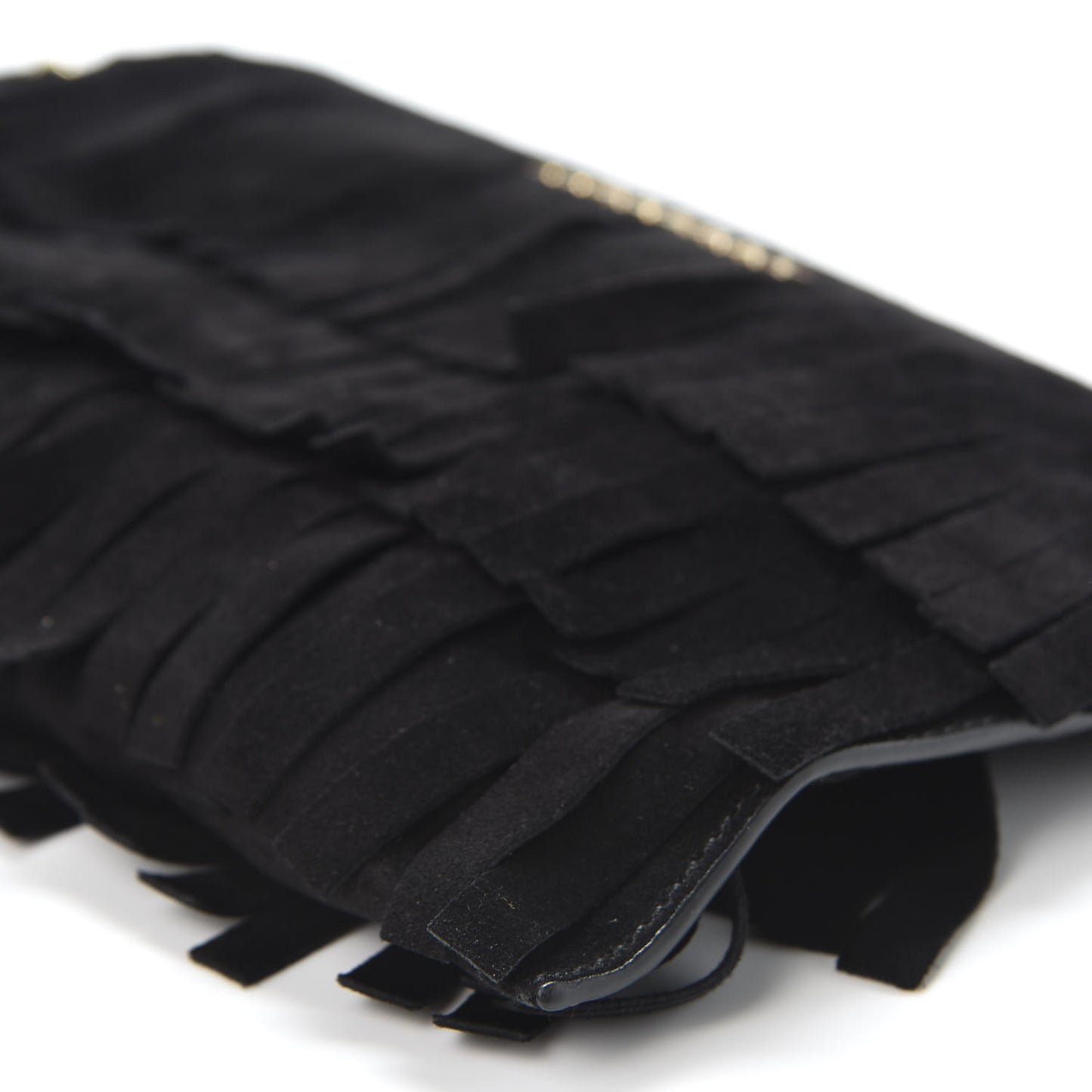 Suede Fringe Peyton Crossbody Clutch Bag Black