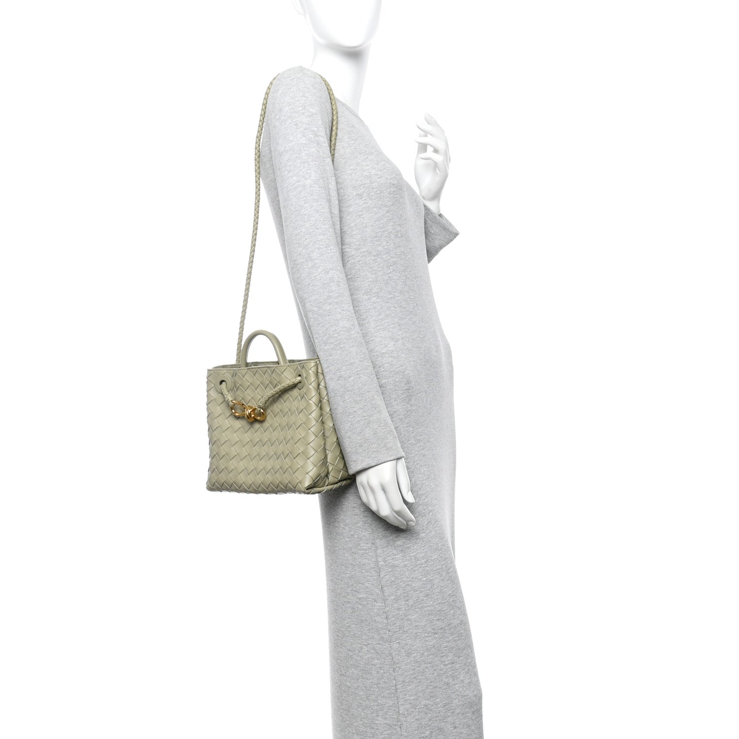 Nappa Intrecciato Small Andiamo Shoulder Bag Travertine