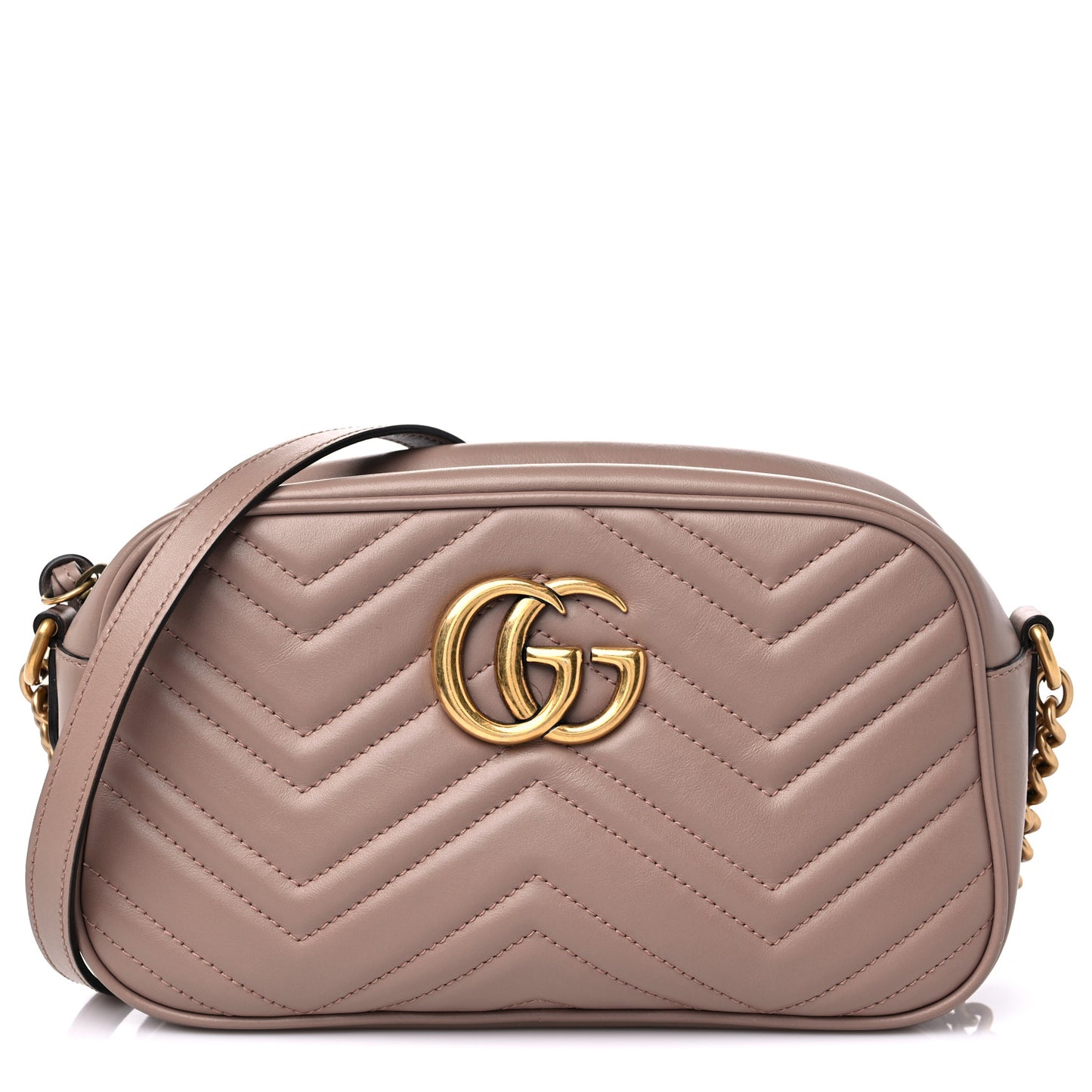 Calfskin Matelasse Small GG Marmont Chain Shoulder Bag Porcelain Rose