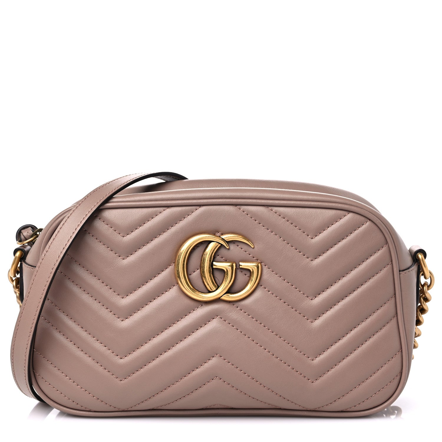 Gucci Calfskin Matelasse Small GG Marmont Chain Shoulder Bag Porcelain Rose 1 of 10