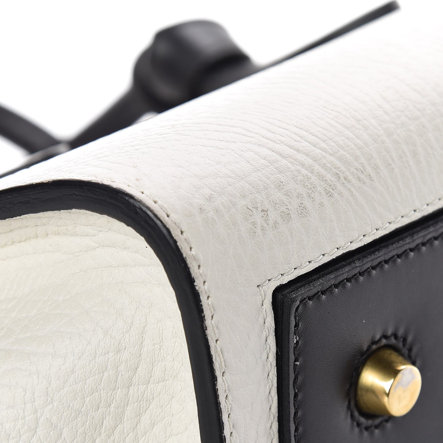 Elephant Calfskin Mini Bi-Color Tie Knot Tote White Black