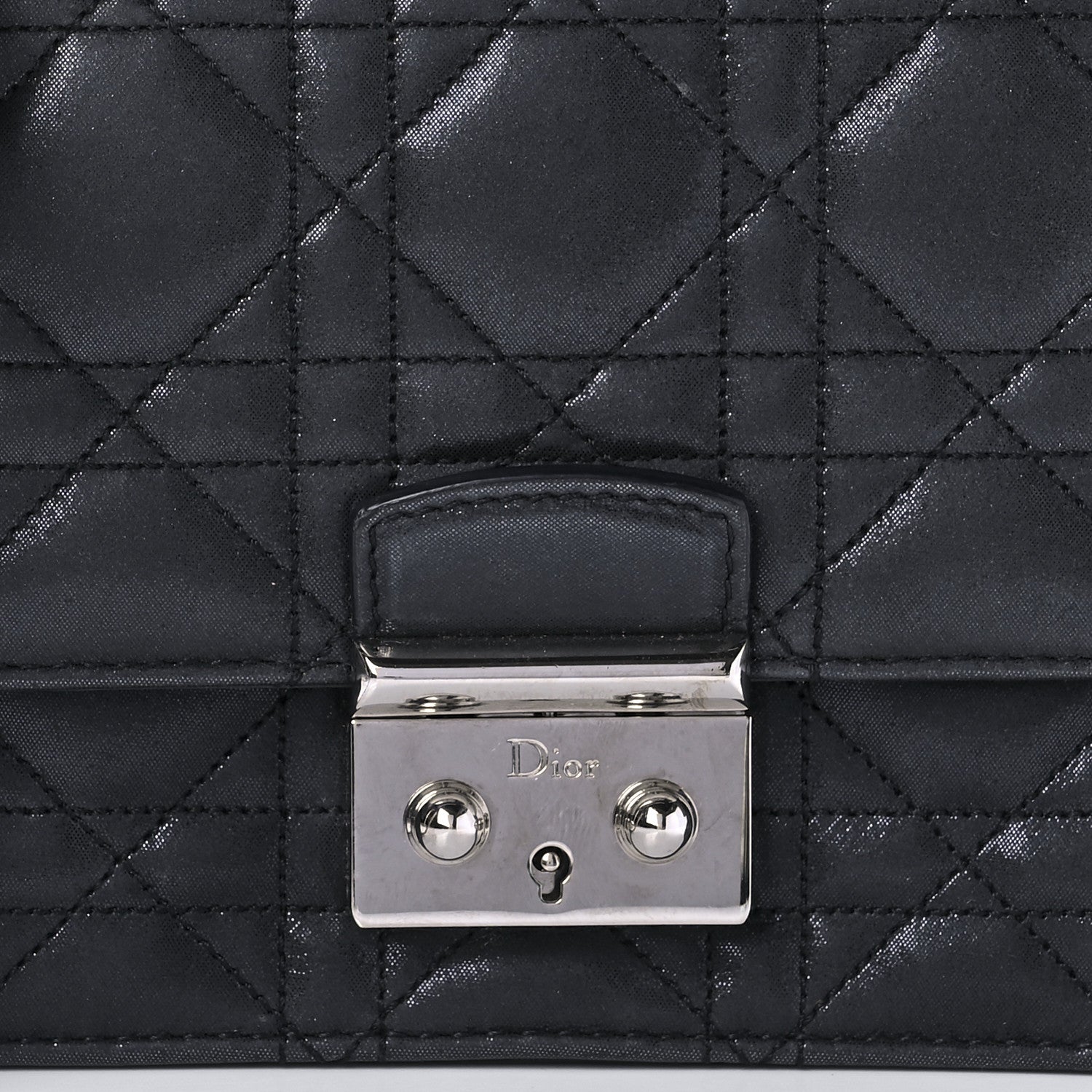 Christian Dior Metallic Calfskin Cannage Miss Dior Promenade Pouch Black 7 of 8