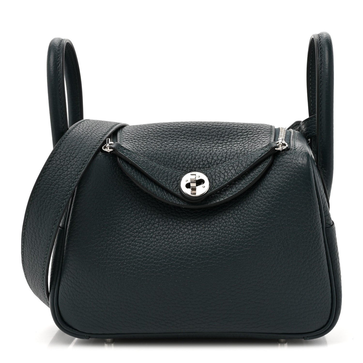 Hermes Taurillon Clemence Mini Lindy 20 Vert Cypress 1 of 14
