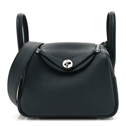 Hermes Taurillon Clemence Mini Lindy 20 Vert Cypress 1 of 14