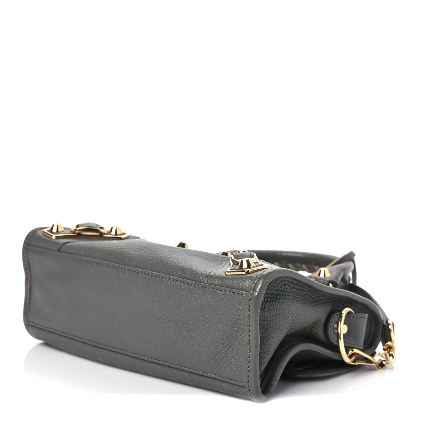 Chevre Gold Metallic Edge Hardware Mini City Gris Acier