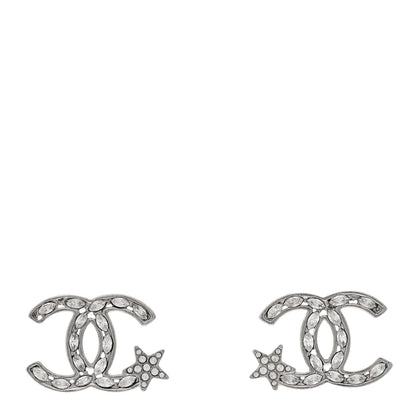 Chanel Crystal CC Starfall Earrings Silver 1 of 5