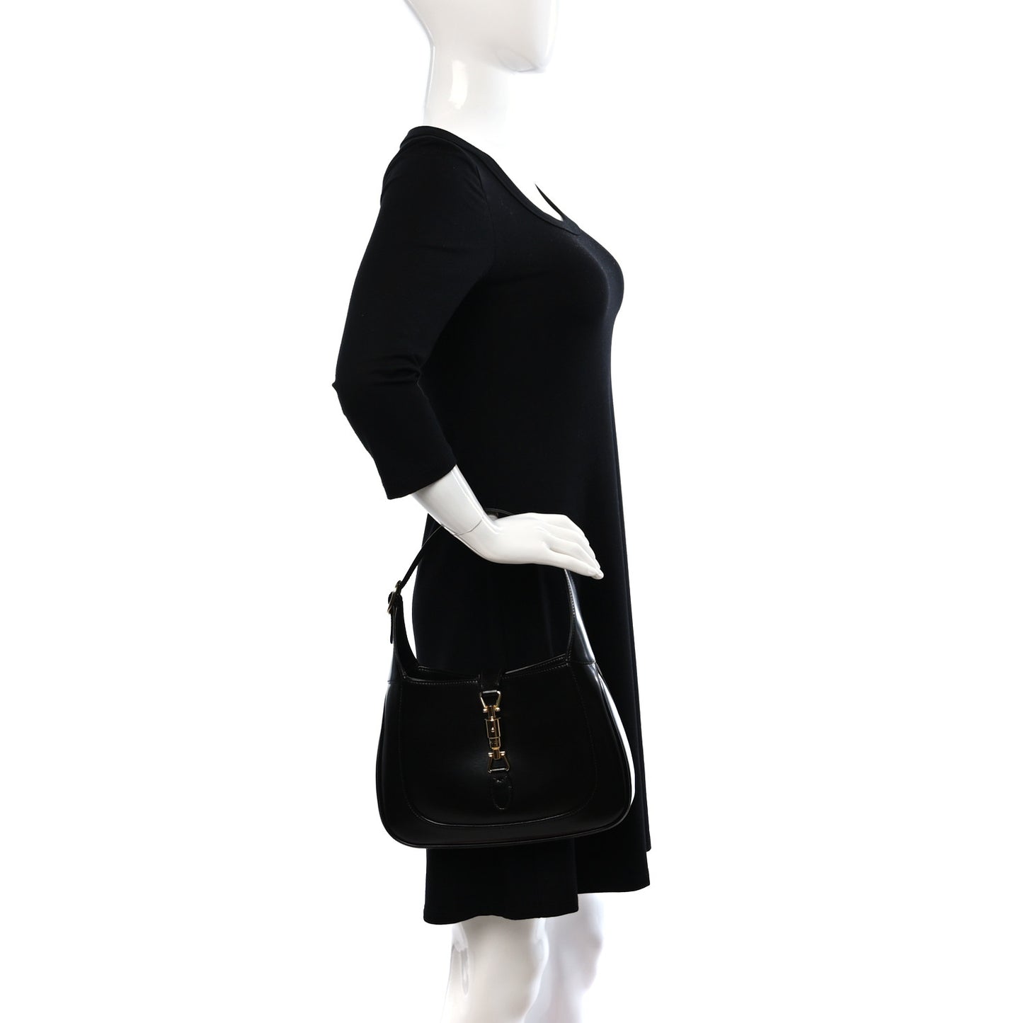 Boarded Dyana Lux Calfskin Small Jackie 1961 Hobo Black