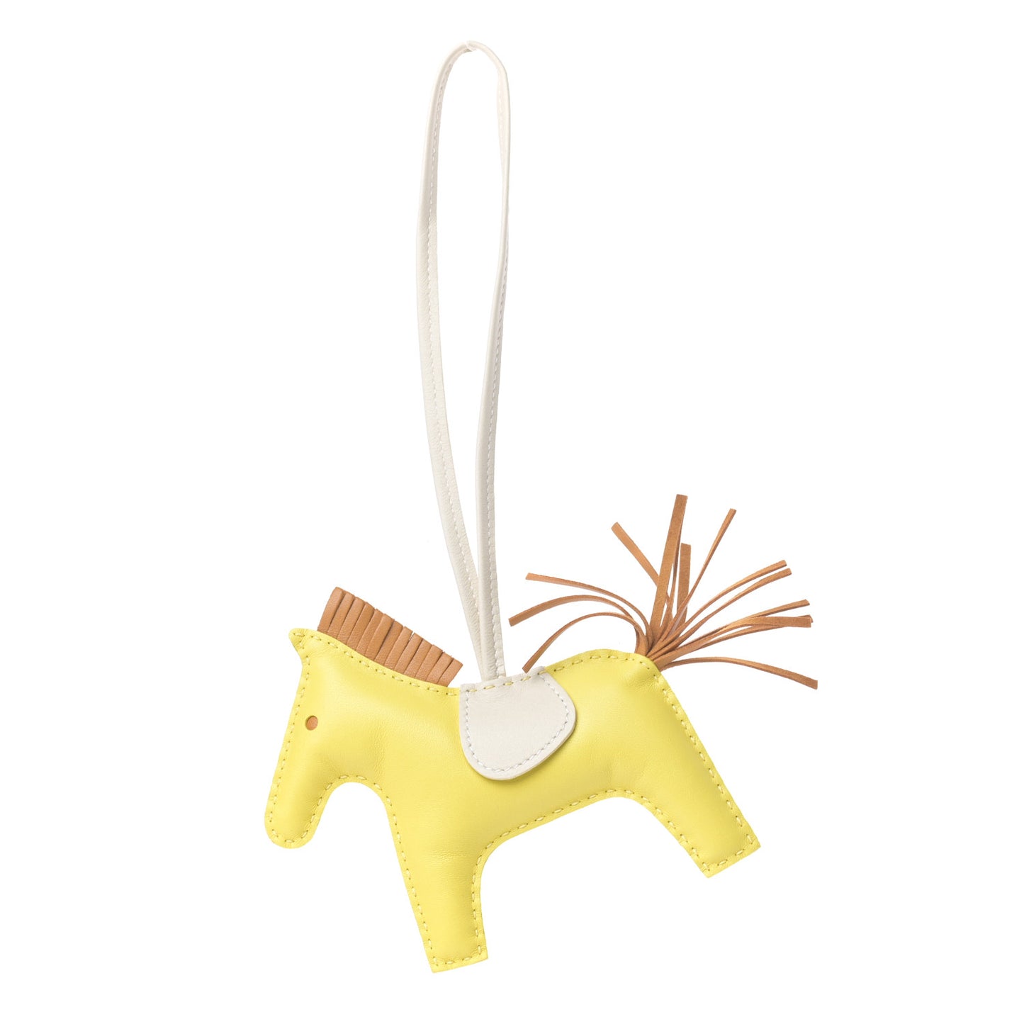 Milo Lambskin Grigri Rodeo Horse Bag Charm MM Lime Sesame Craie