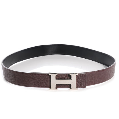 Hermes Togo Box Reversible Constance 32mm H Belt 80 Chocolate Black 4 of 7