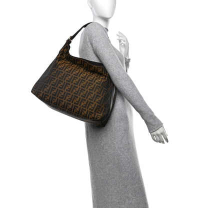 Fendi Zucca Vitello Artic Large Hobo Tobacco Castagna 2 of 10
