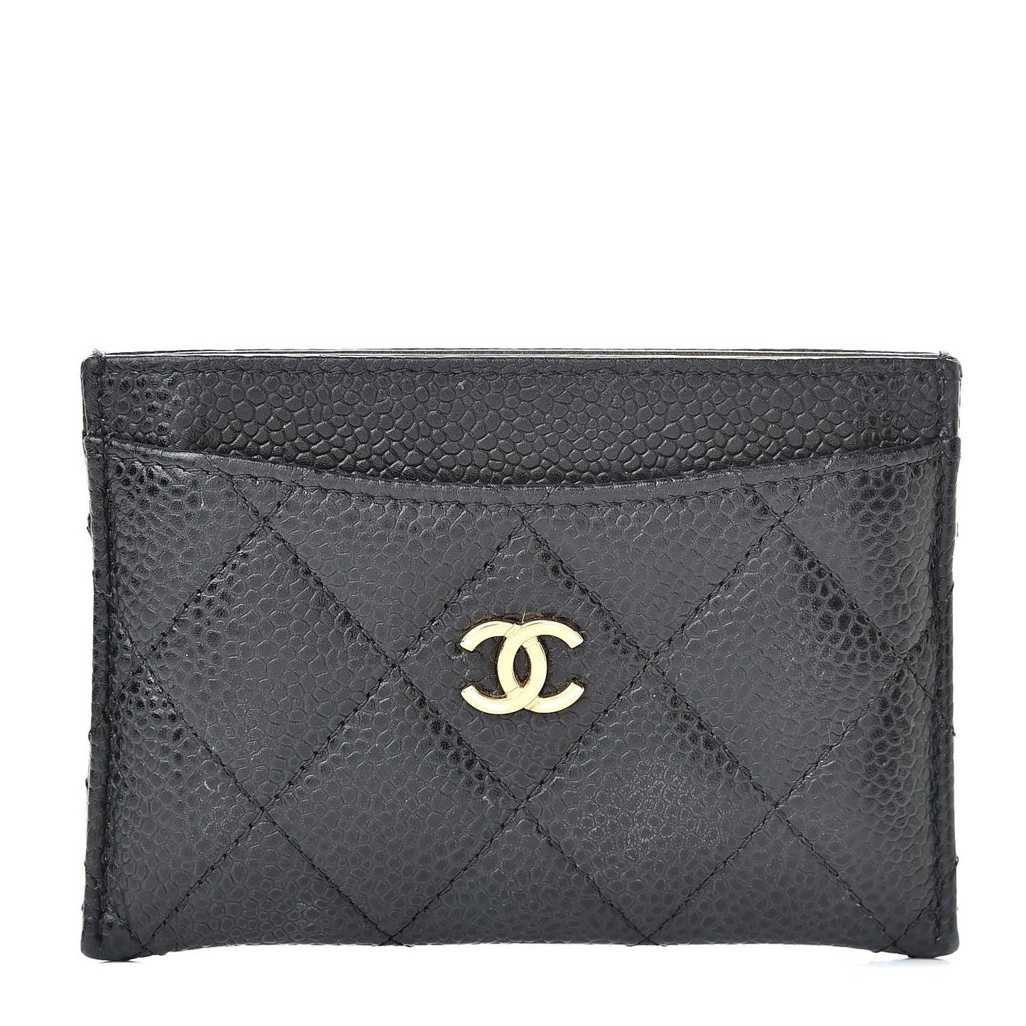 Caviar Quilted Card Holder Black