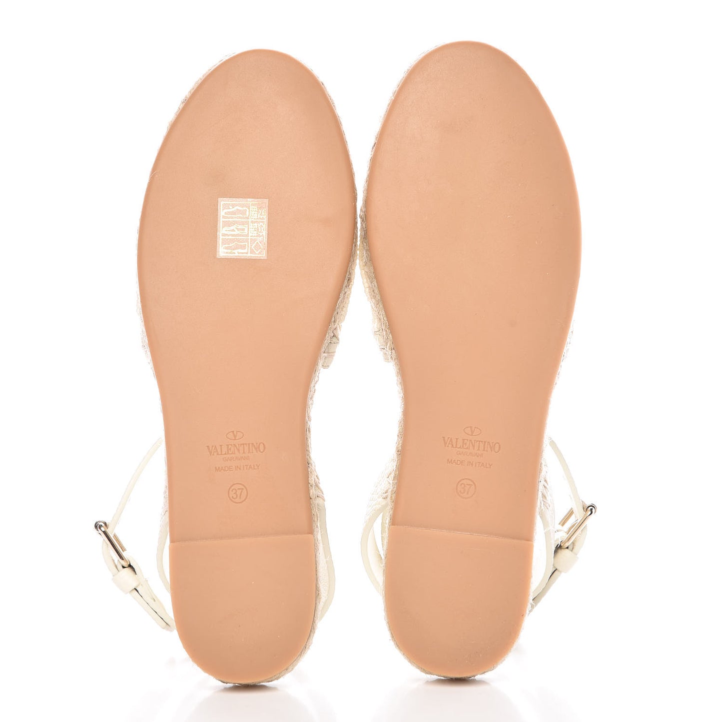 Calfskin Macrame Marrakech Ankle Strap Espadrilles 37 Ivory