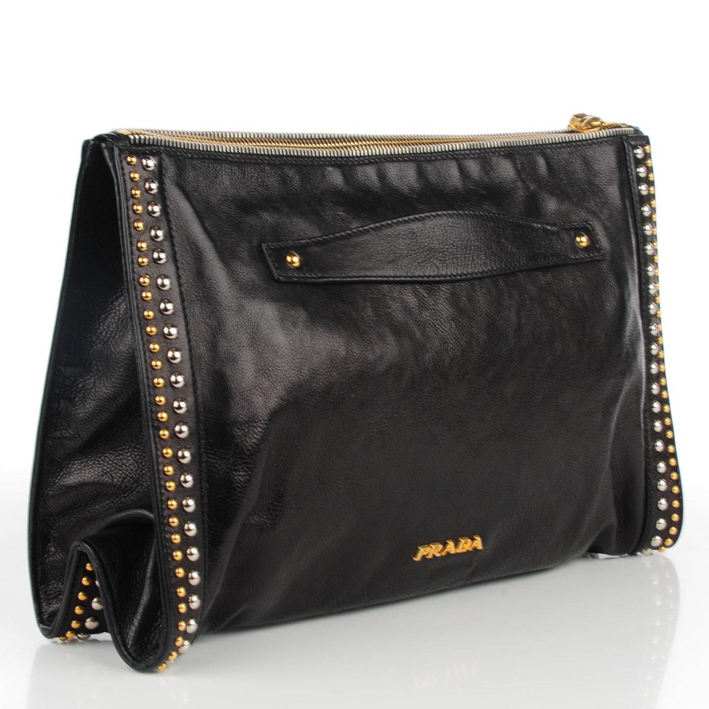 Soft Calf Studded Clutch Nero Black