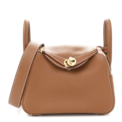Hermes Taurillon Clemence Mini Lindy 20 Gold 1 of 11