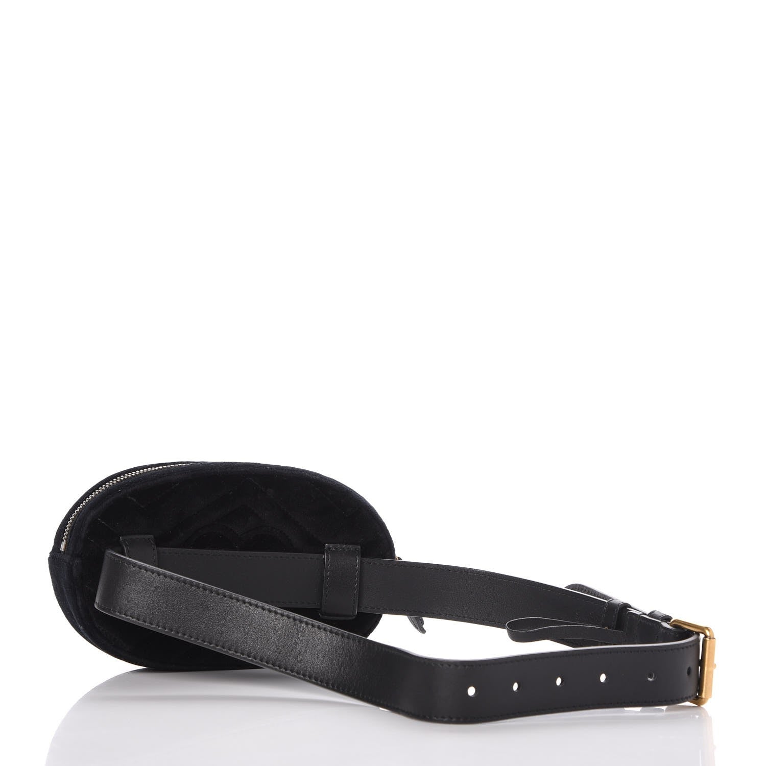 Gucci Velvet Matelasse GG Marmont Belt Bag 75 30 Black 3 of 7