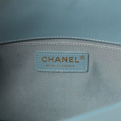 Chanel Calfskin Chevron Quilted Medium Boy Flap Blue 6 of 19