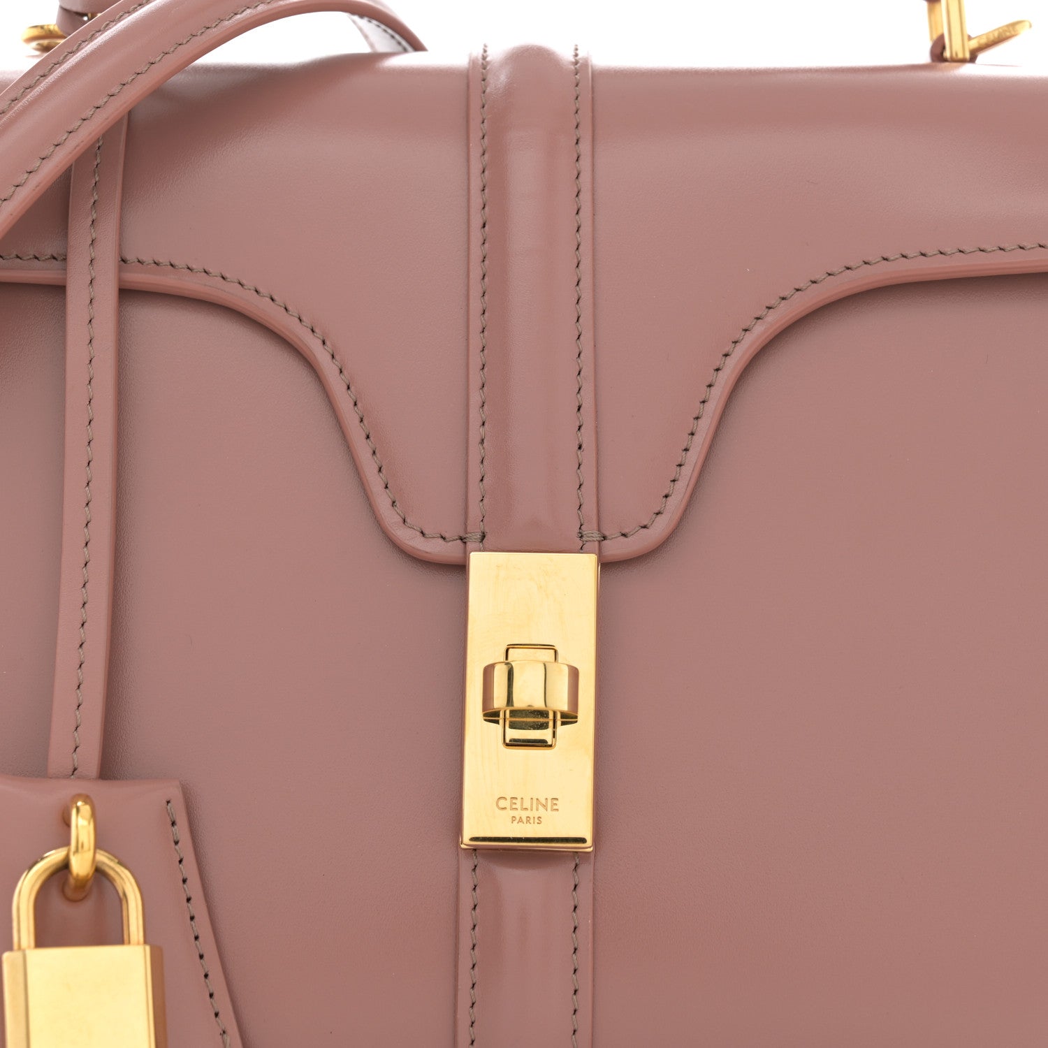 Celine Satinated Calfskin Small 16 Top Handle Bag Pastel Pink 9 of 14