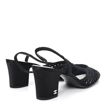 Chanel Satin Braided Slingback Pumps 40 Black 5 of 9