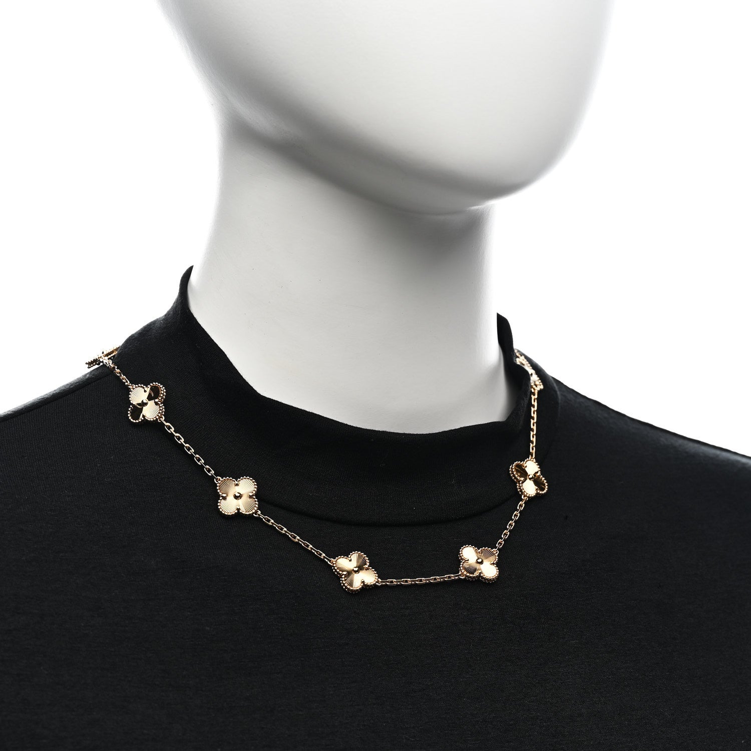 Van Cleef & Arpels 18K Yellow Gold 10 Motifs Guilloche Vintage Alhambra Necklace 2 of 7