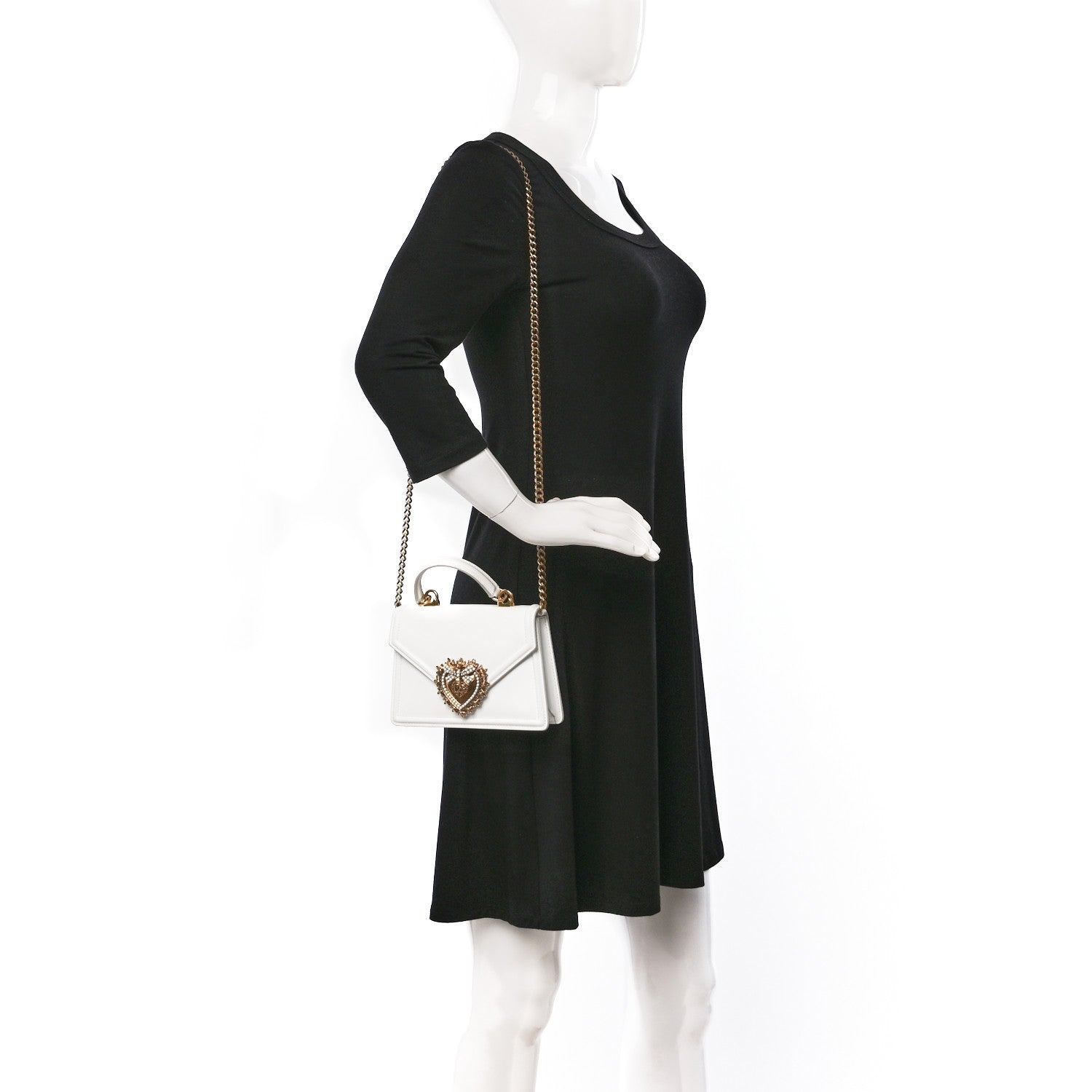 Dolce & Gabbana Smooth Calfskin Small Devotion Envelope Top Handle Bag White 2 of 17