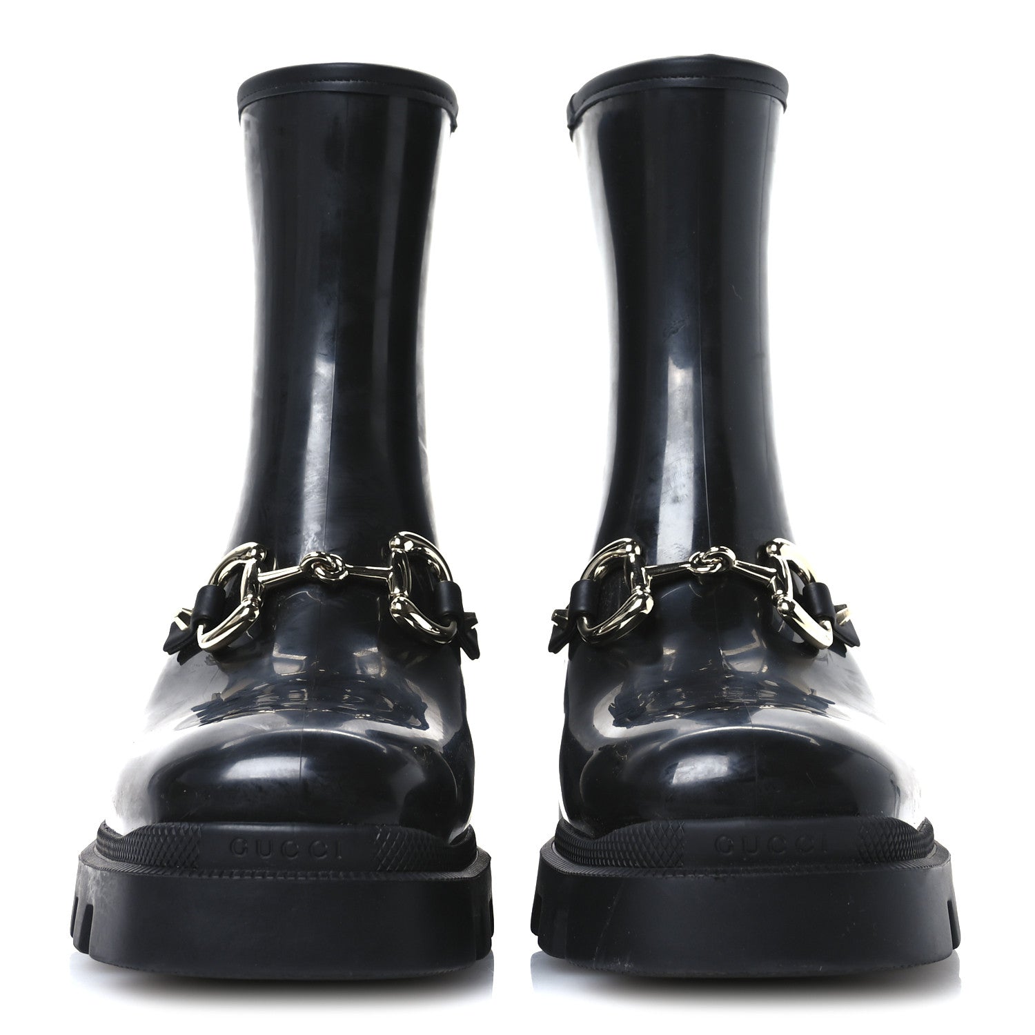 Gucci Rubber Womens Horsebit Ankle Boots 41 Black 3 of 8