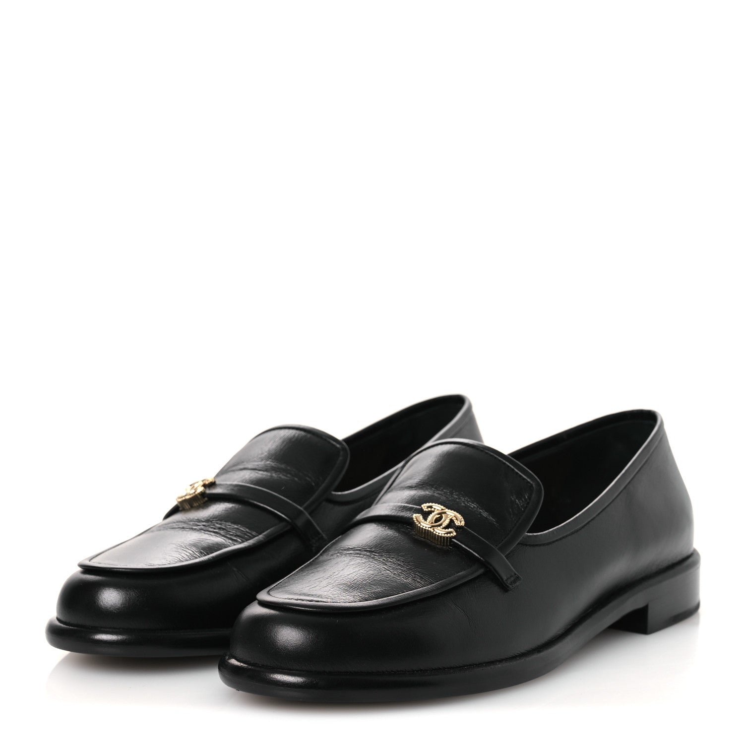 Chanel Shiny Calfskin CC Moccasins 41 Black 4 of 12