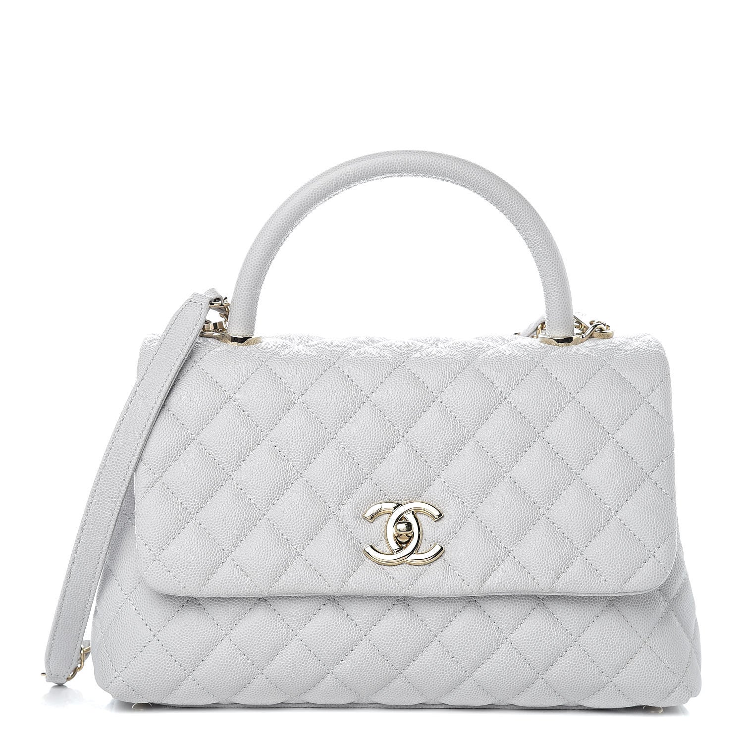 Chanel Caviar Quilted Small Coco Handle Flap Light Grey 1 of 12