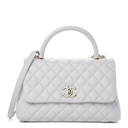 Chanel Caviar Quilted Small Coco Handle Flap Light Grey 1 of 12
