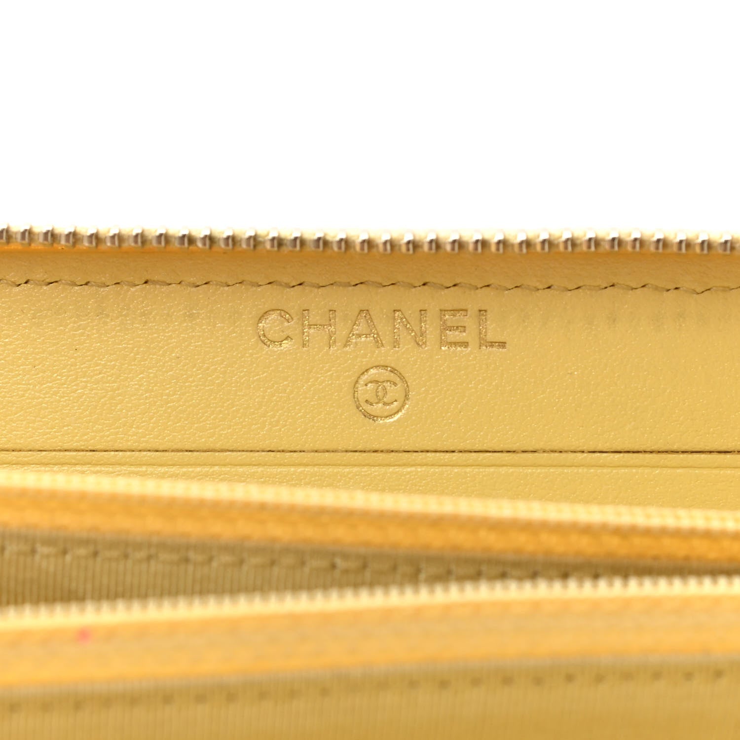 Chanel Iridescent Caviar Quilted Medium Zip Around Wallet Yellow 6 of 10