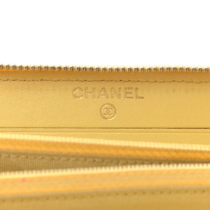 Chanel Iridescent Caviar Quilted Medium Zip Around Wallet Yellow 6 of 10