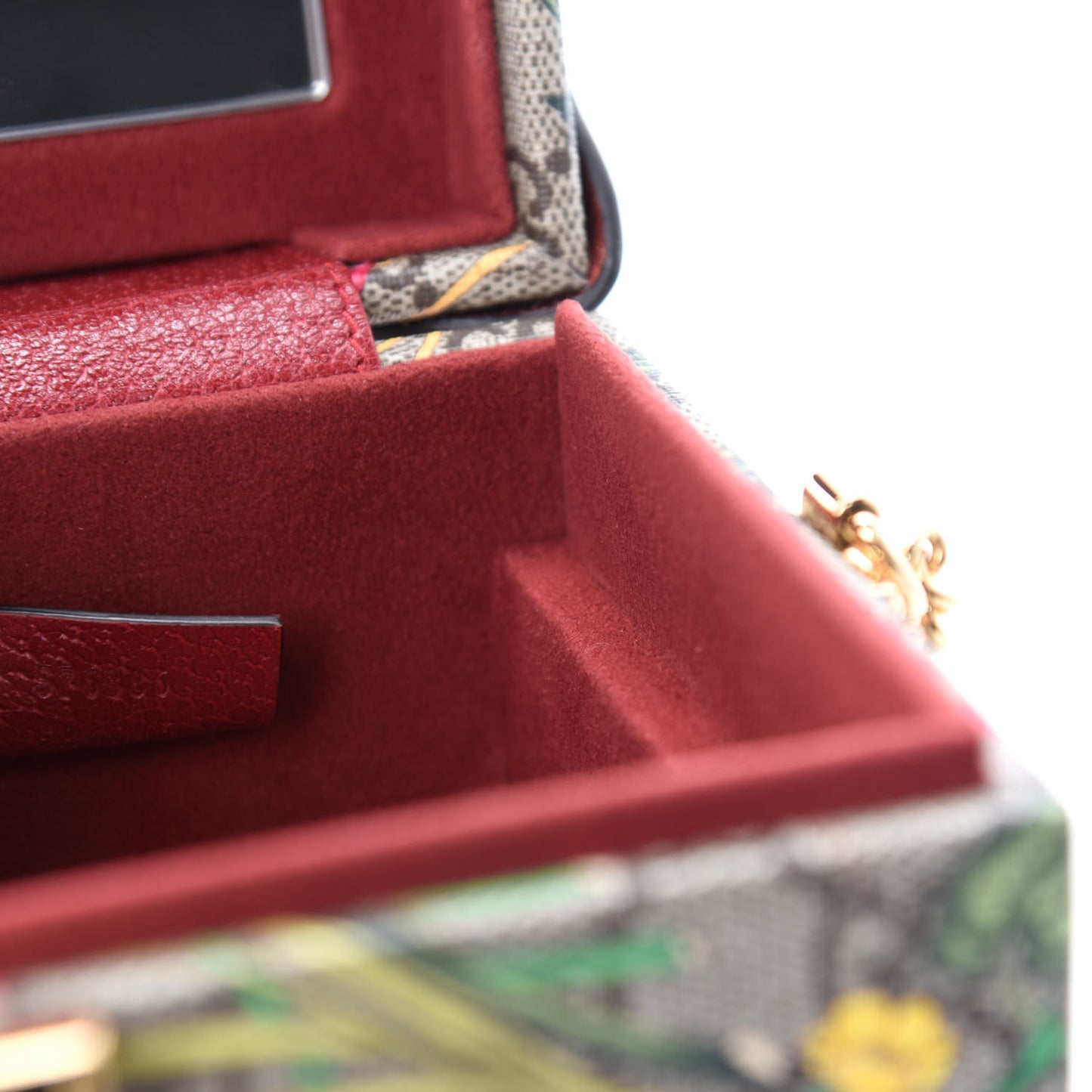 GG Supreme Monogram Flora Padlock Jewelry Case Red