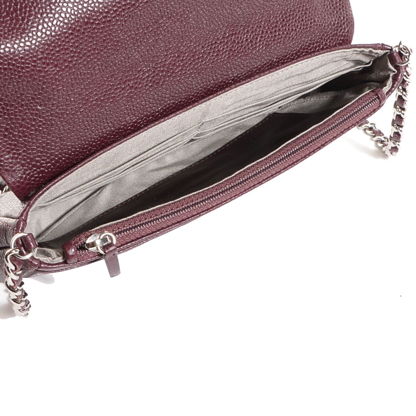 Caviar Half Moon Wallet On Chain WOC Bordeaux