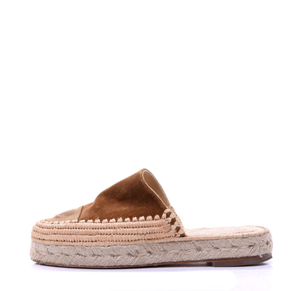 Chanel Suede Grosgrain CC Espadrille Mules 36 Dark Beige 1 of 12