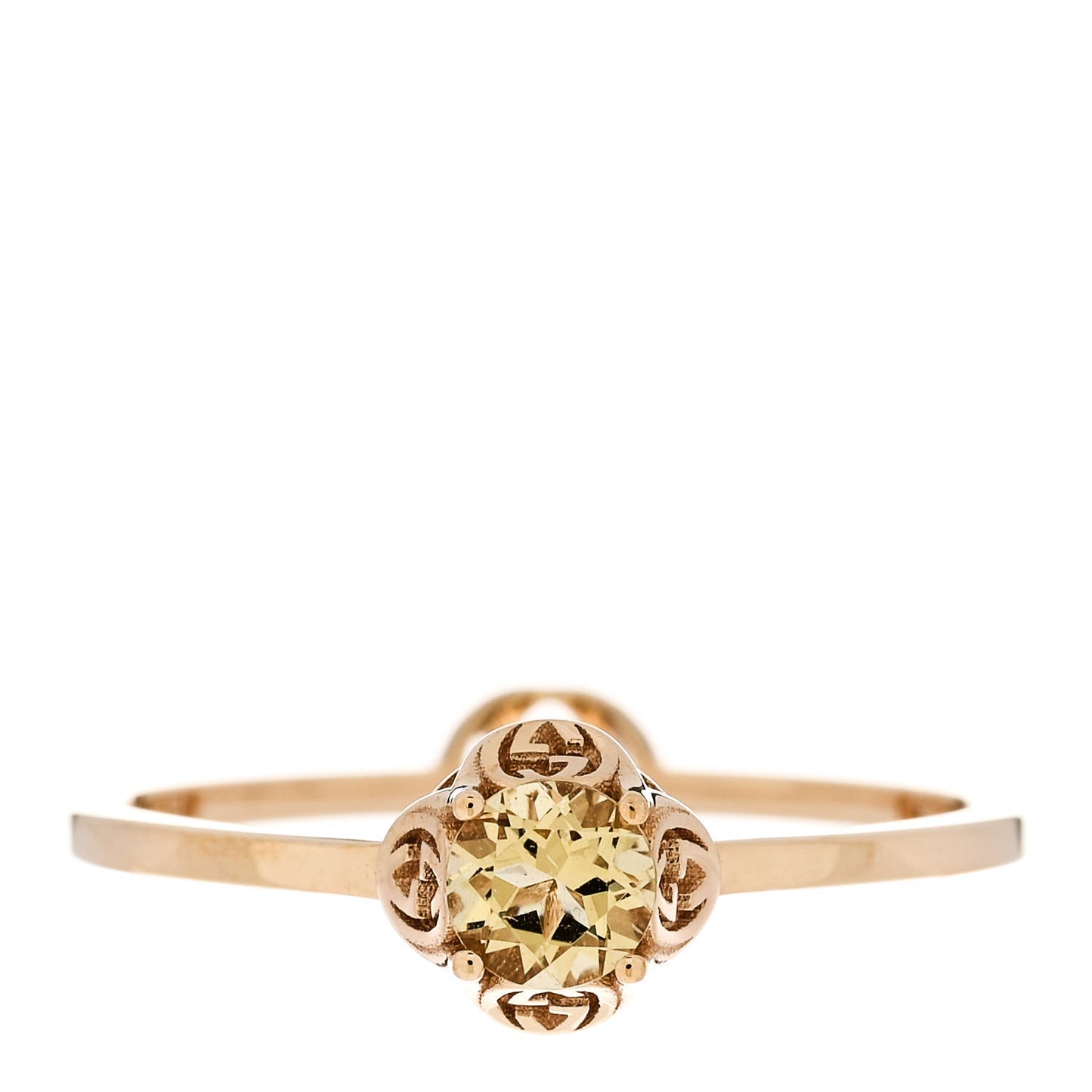 18K Yellow Gold Beryl Interlocking G Ring 53 6.25
