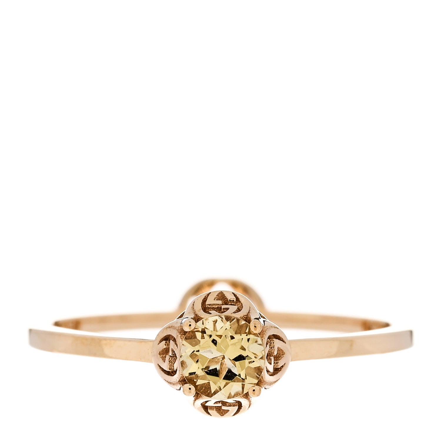 Gucci 18K Yellow Gold Beryl Interlocking G Ring 53 6.25 1 of 5