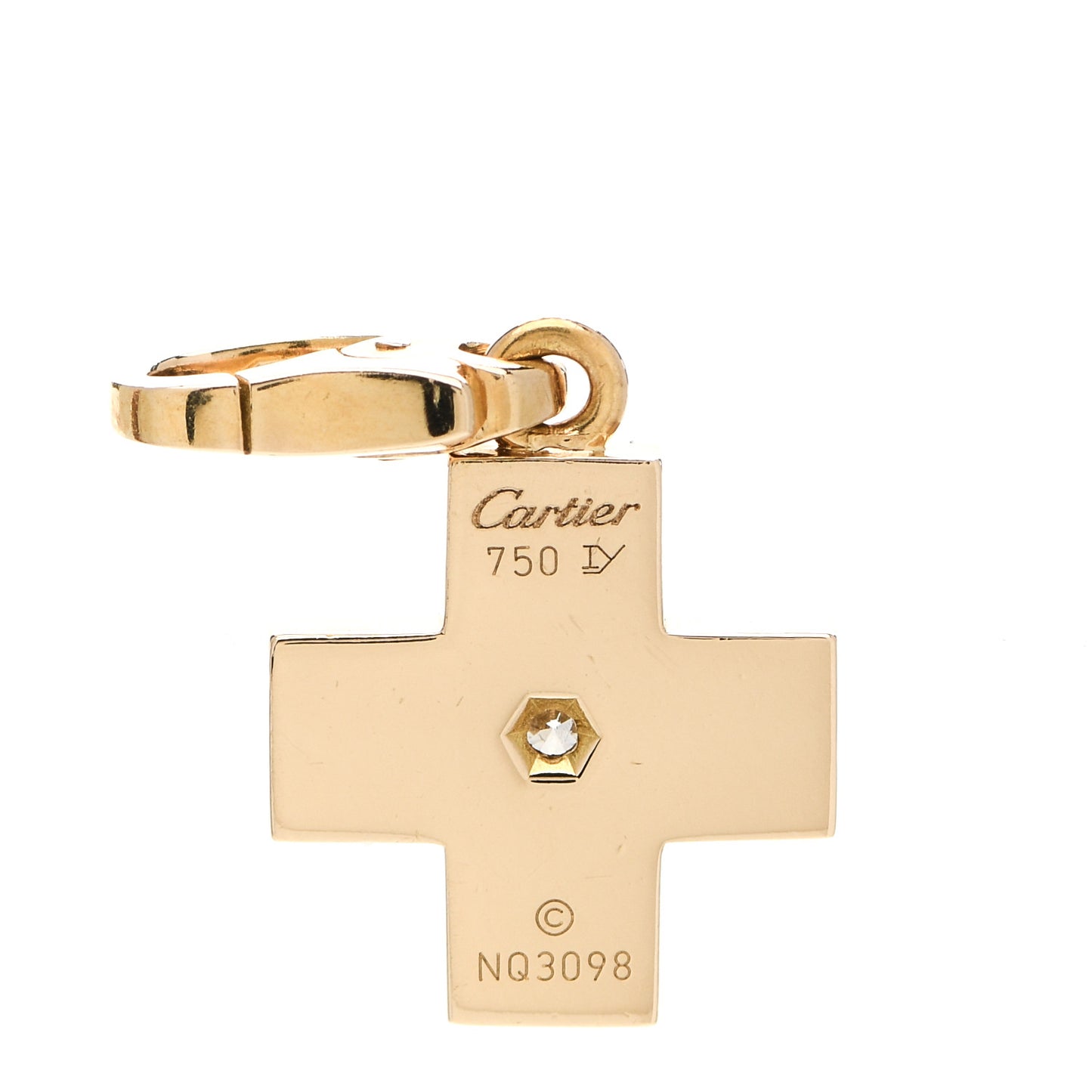18K Yellow Gold Diamond Cross Charm