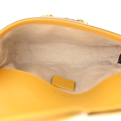 Gucci Azalea Calfskin GG Monogram Bi-Color Debossed Mini Horsebit 1955 Shoulder Bag Dusty Azure Stone Topaz Deep Orange 5 of 19