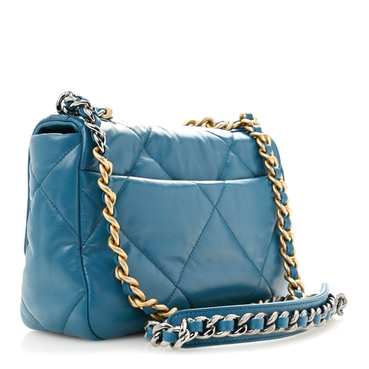 Chanel Goatskin Quilted Medium Chanel 19 Flap Turquoise 3 of 12