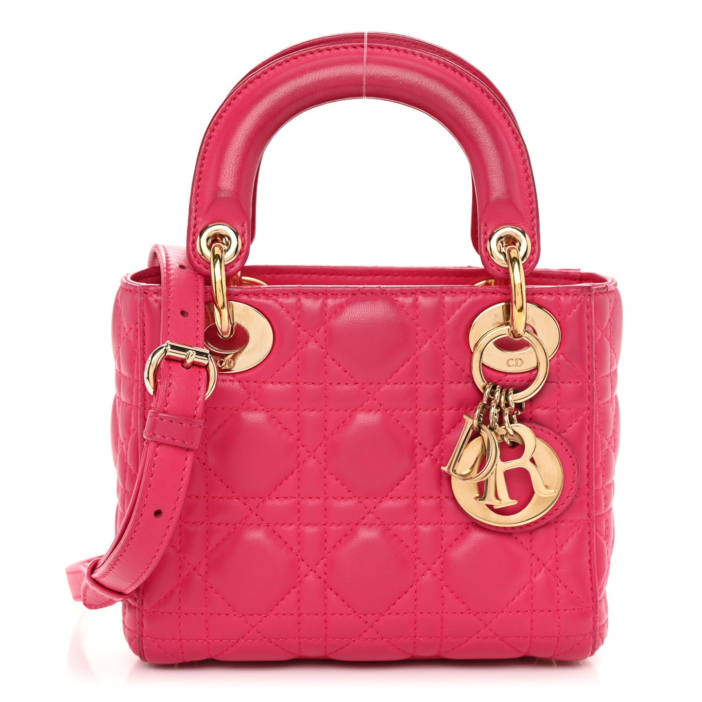 Lambskin Cannage Mini Lady Dior Fuchsia