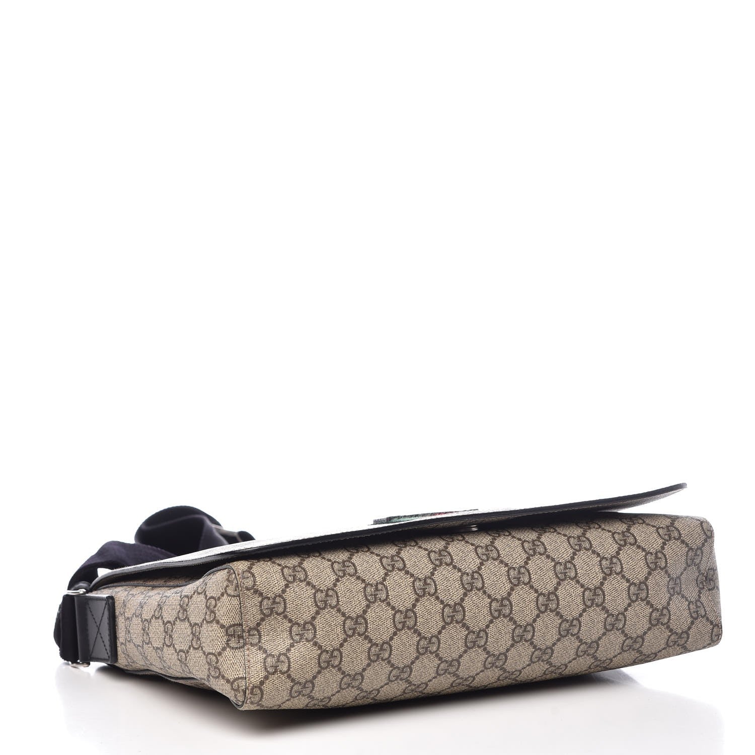 Gucci GG Supreme Monogram Web Flap Messenger Bag Black 4 of 7