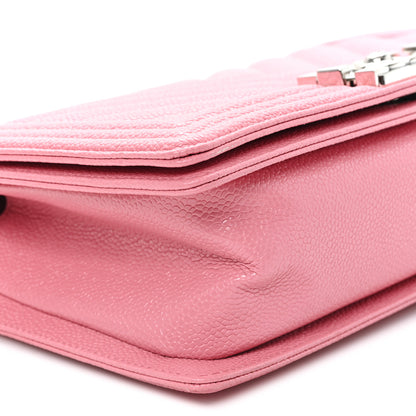 Chanel Caviar Chevron Quilted Medium Boy Flap Pink 9 of 11