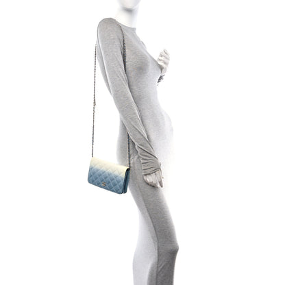 Chanel Faded Patent Calfskin Quilted Wallet on Chain Blue 2 of 17