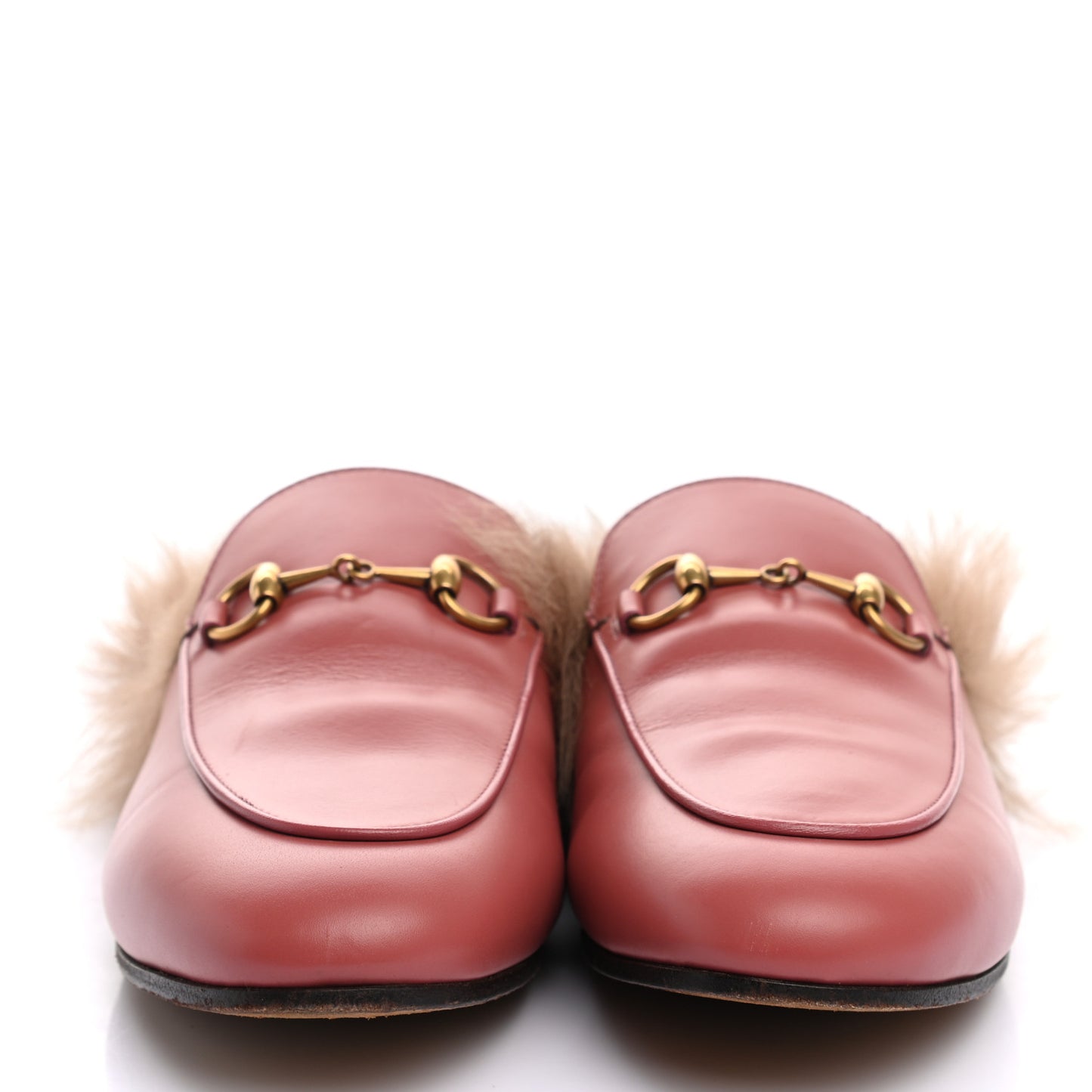 Calfskin Fur Womens Princetown Slippers 37.5 Lipstick Rose Natural