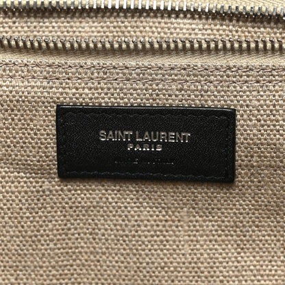 Saint Laurent Linen Calfskin Rive Gauche Tote Optic White 5 of 9