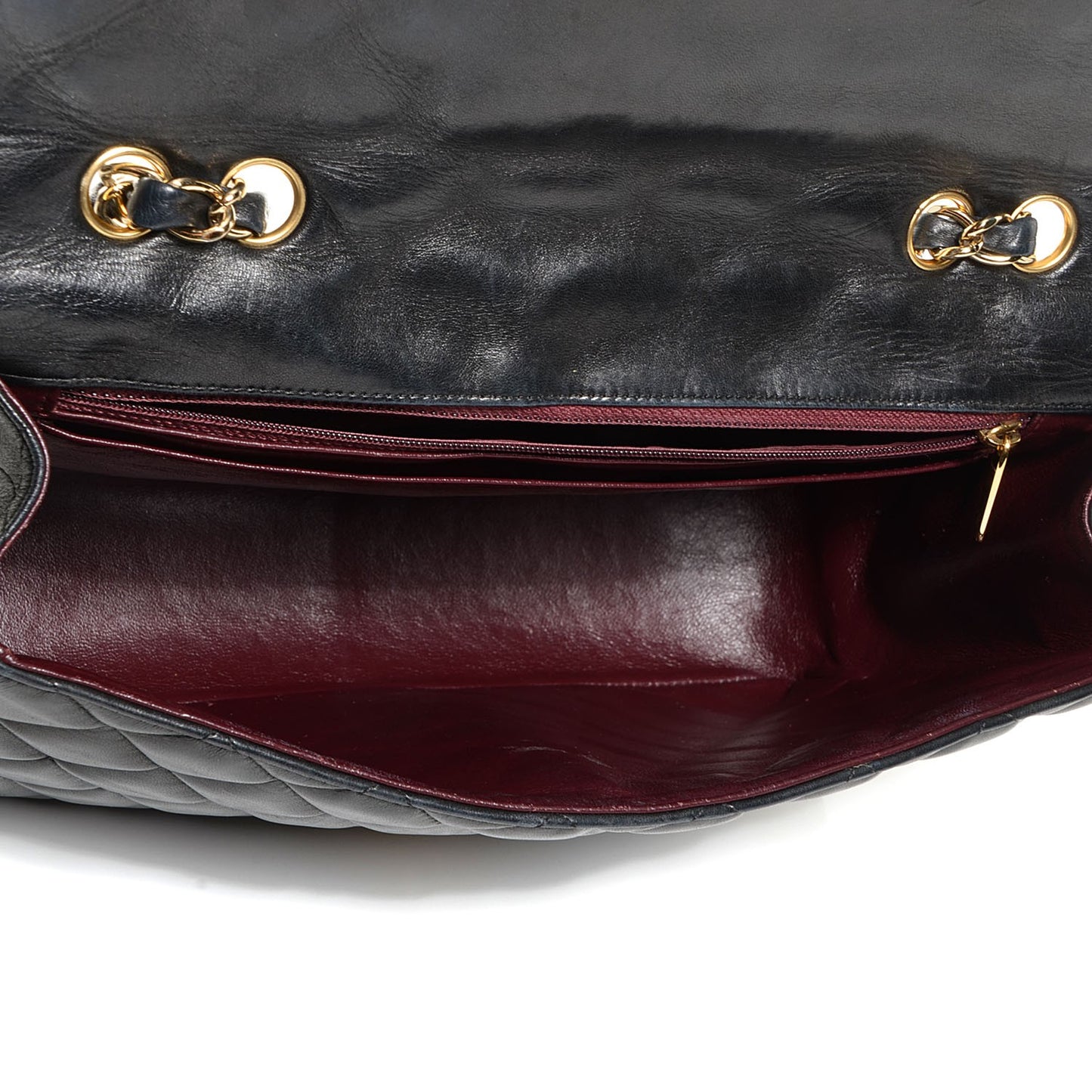 Lambskin Quilted Jumbo Single Flap Black