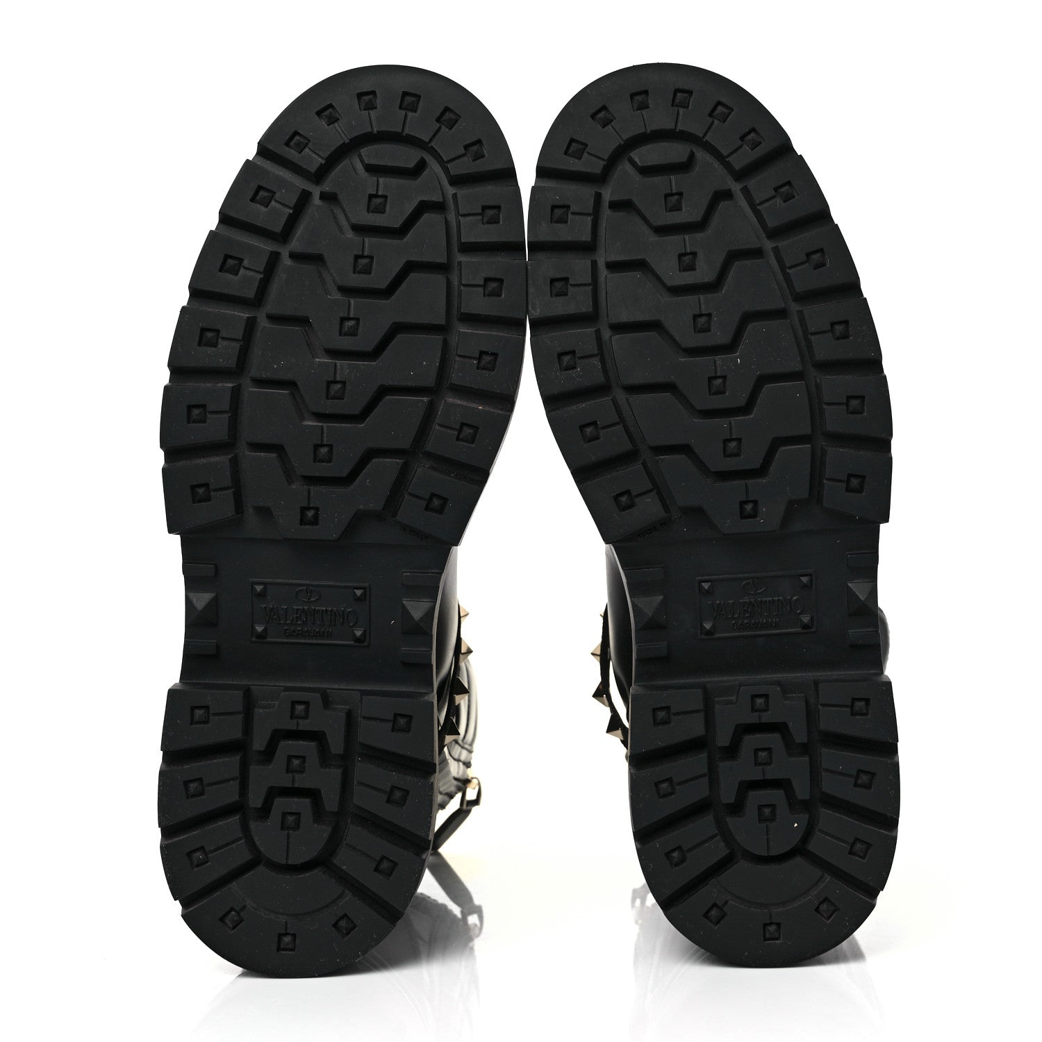 Valentino Garavani Calfskin Nylon Quilted Waterproof Rockstud Combat Boots 39 Black 6 of 8