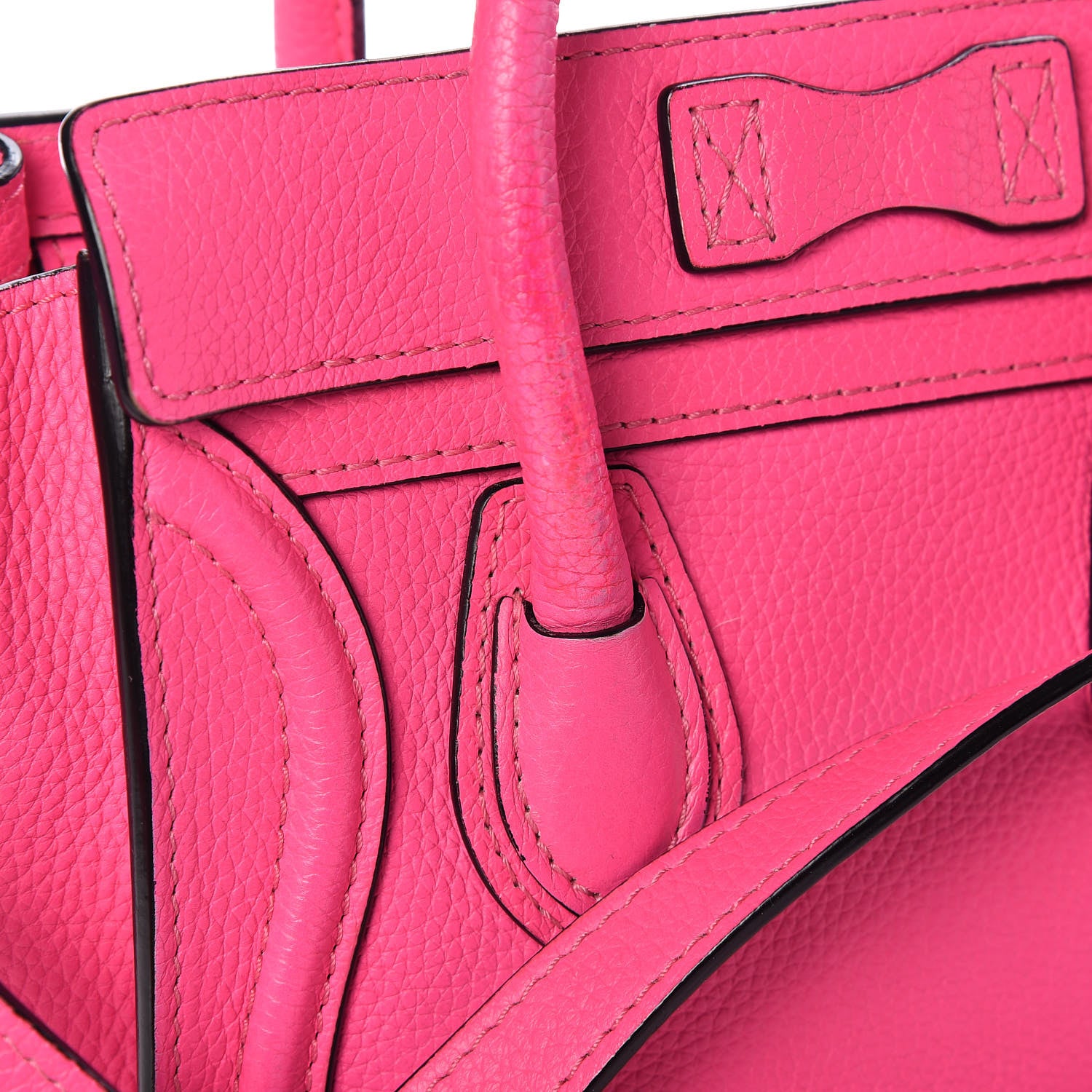 Celine Drummed Calfskin Nano Luggage Fluo Pink 12 of 12