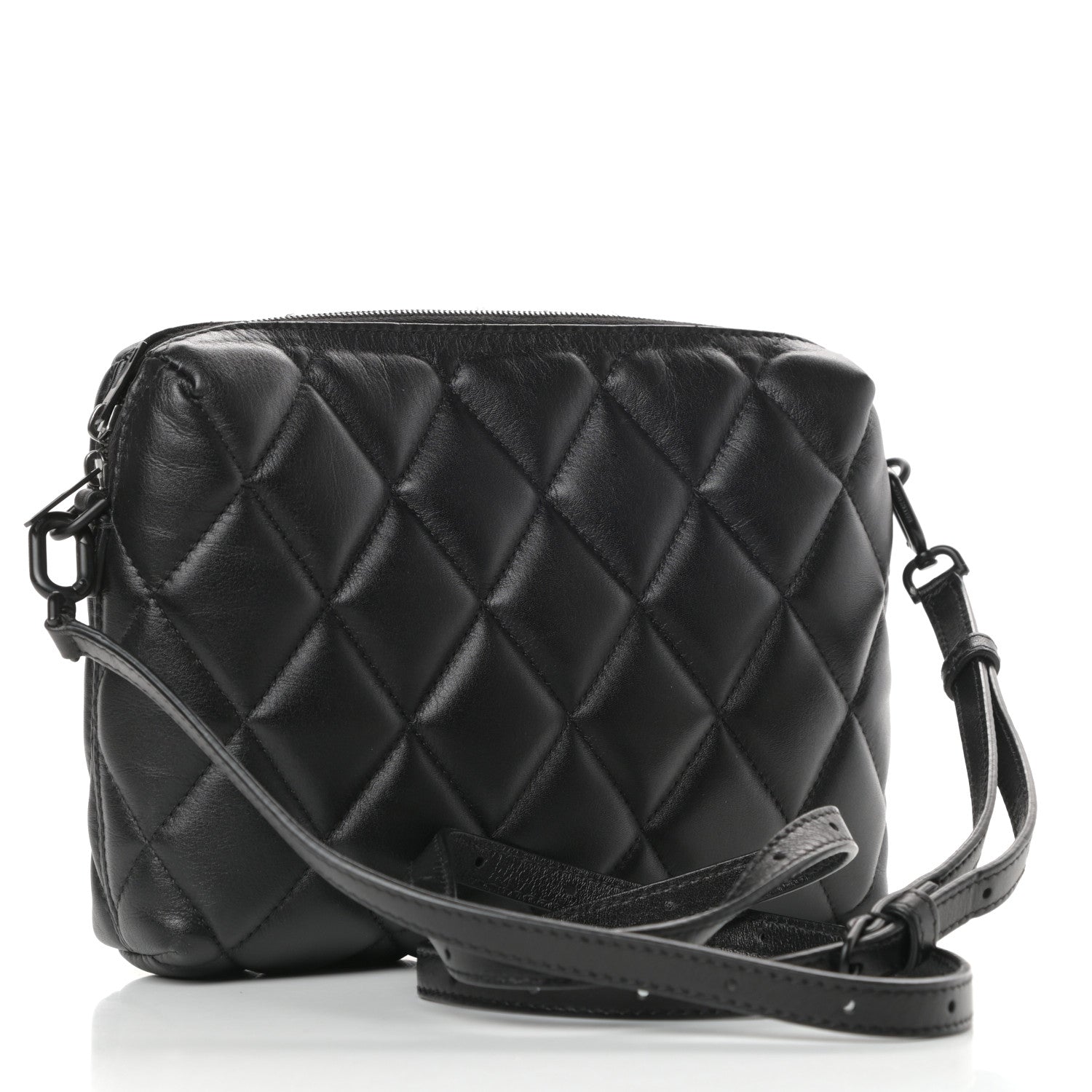 Balenciaga Nappa Calfskin Quilted Touch B Camera Shoulder Bag Black 3 of 9
